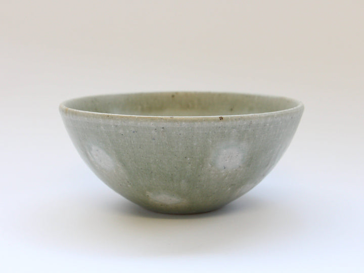 Ash Glazed dot 6-Sun Round Bowl - Crafted By Tatsuo Otomo