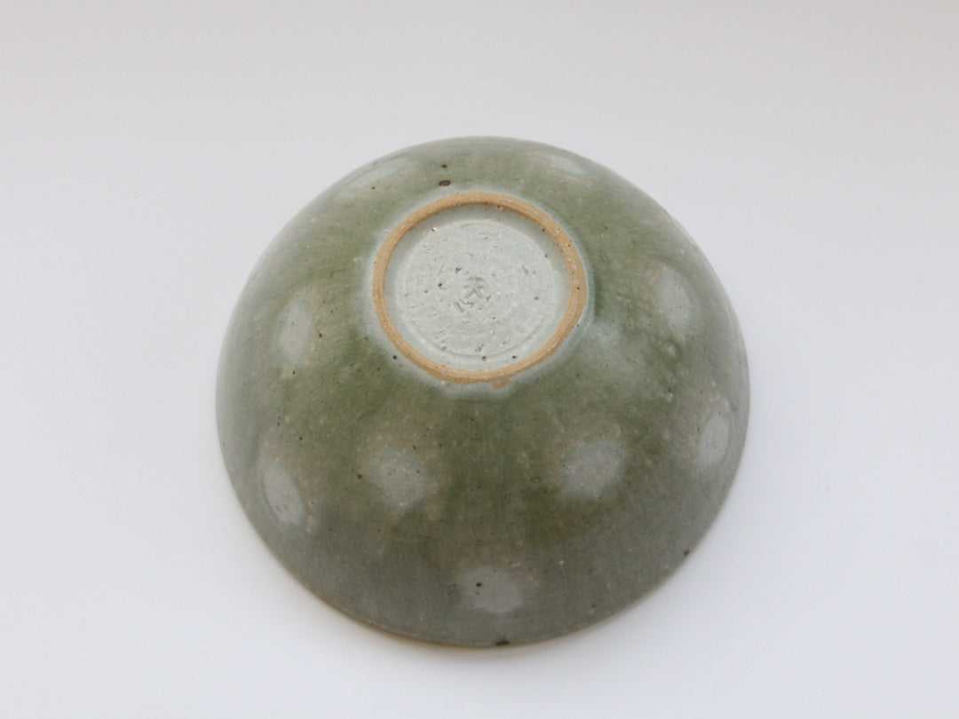 Ash Glazed dot 6-Sun Round Bowl - Crafted By Tatsuo Otomo