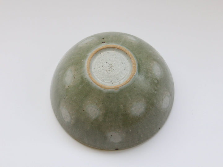 Ash Glazed dot 6-Sun Round Bowl - Crafted By Tatsuo Otomo