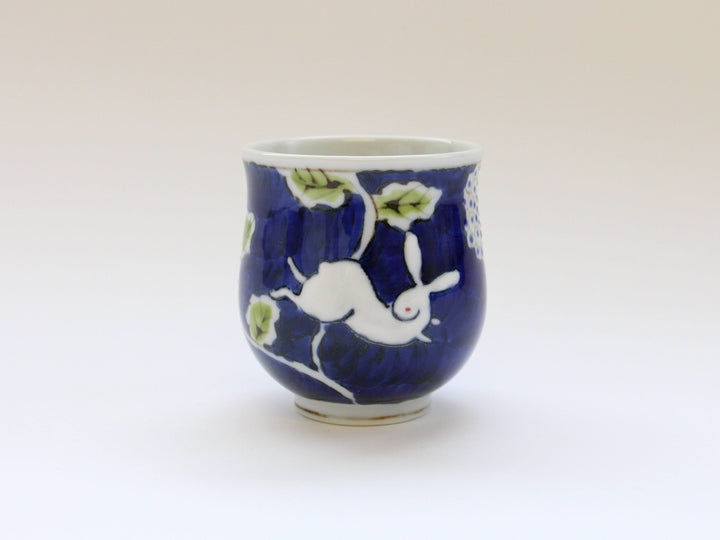 Dark Flower Rabbit Tea Cup Large - Crafted By Tokushichi Kiln