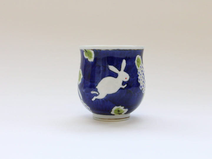 Dark Flower Rabbit Tea Cup Large - Crafted By Tokushichi Kiln