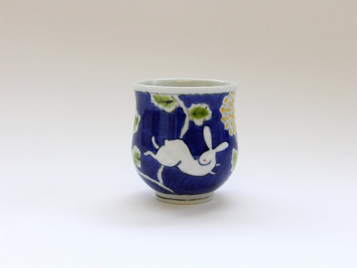 Dark Flower Rabbit Tea Cup Small - Crafted By Tokushichi Kiln