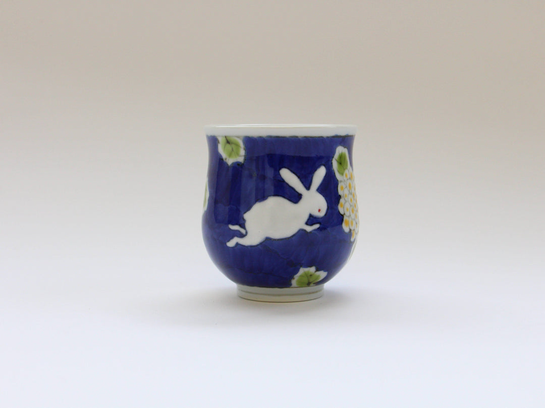 Dark Flower Rabbit Tea Cup Small - Crafted By Tokushichi Kiln