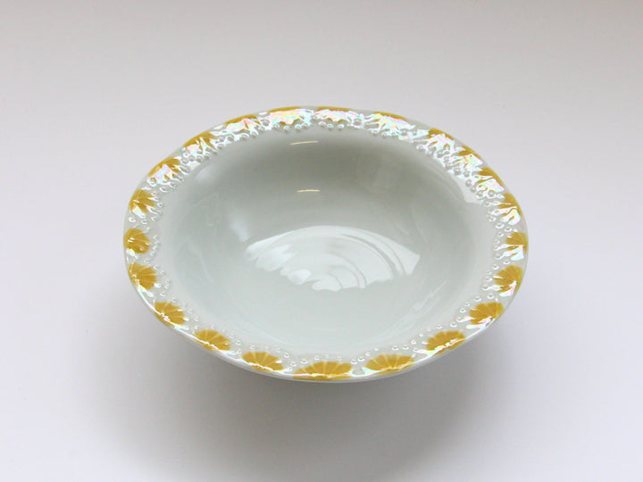 Raster stamen Pattern Rim Bowl Yellow - Crafted By Tokushichi Kiln