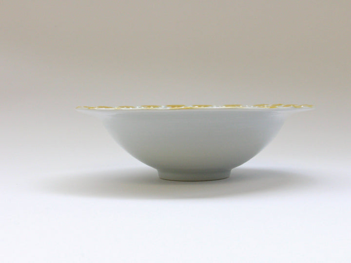 Raster stamen Pattern Rim Bowl Yellow - Crafted By Tokushichi Kiln