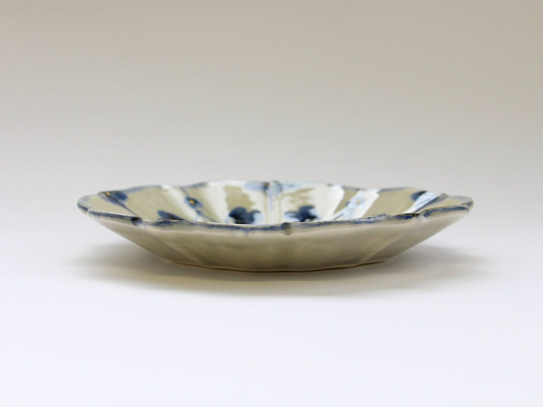 Gold-Colored Clay Glazed Flower Pattern Bellflower Plate Small - Crafted By Kikaku Pottery