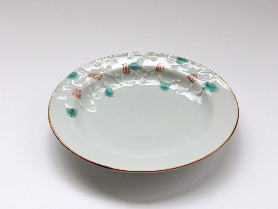 Slip Trailing Satsuki Pattern Rim Plate - Crafted By Tokushichi Kiln