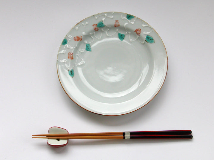 Slip Trailing Satsuki Pattern Rim Plate - Crafted By Tokushichi Kiln