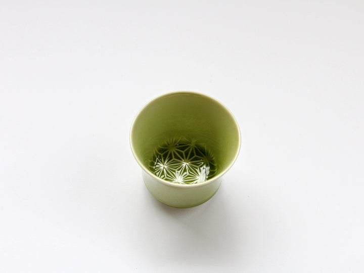 Hiwa Glazed Hemp Leaf Carved Sake Glass - Crafted By Kajiken Seiji