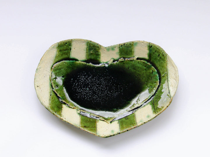 Oribe Striped Heart Plate Large - Crafted By Kazuhito Yamamoto