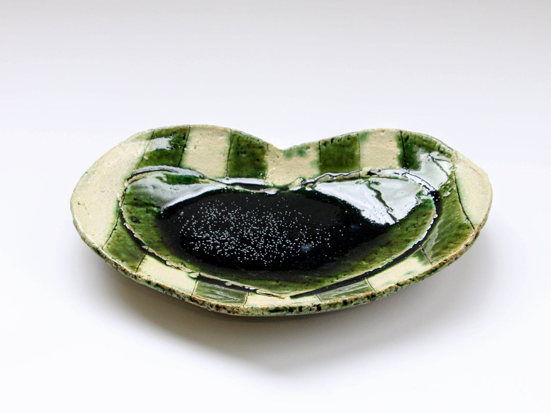 Oribe Striped Heart Plate Large - Crafted By Kazuhito Yamamoto