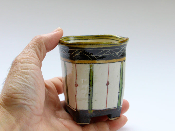 Four-Legged Cup Scraped Zigzag and Tokusa - Crafted By Jun Kato