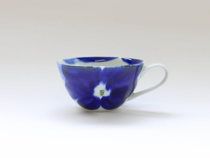 Indigo Flower Soup Cup Blue - Crafted By Binsai Kiln