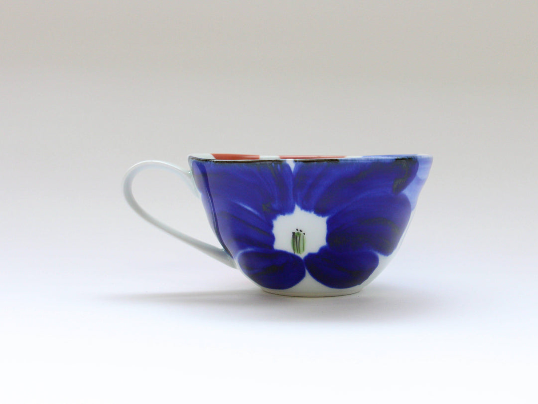 Indigo Flower Soup Cup Red - Crafted By Binsai Kiln