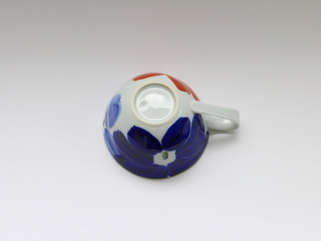 Indigo Flower Soup Cup Red - Crafted By Binsai Kiln