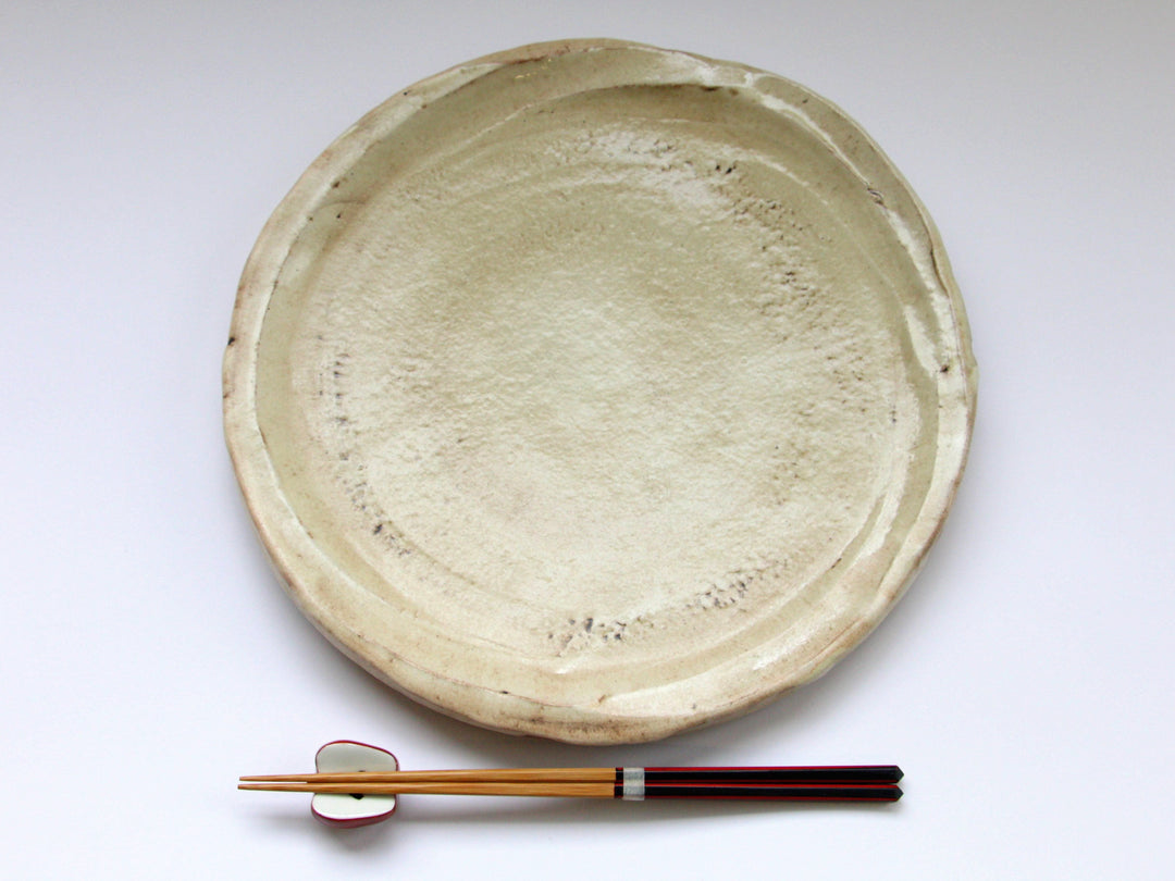 Light Ink Ash Glazed 9-Sun Shinogi Plate - Crafted By Masahiko Suzuki