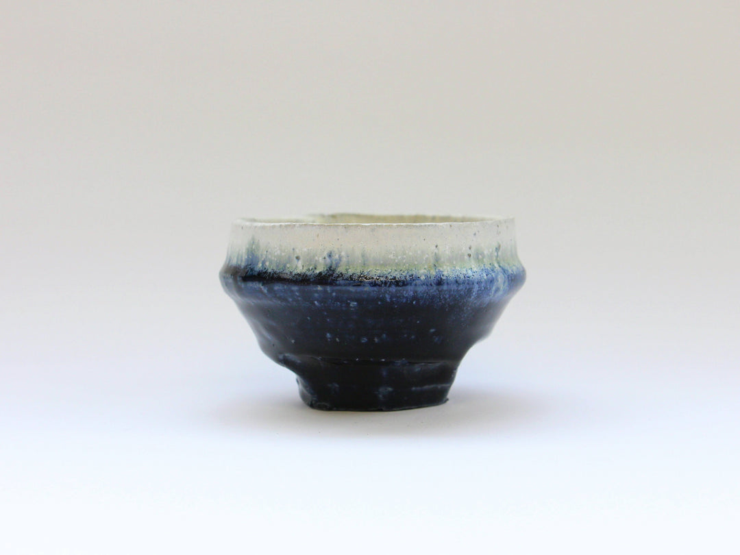 Indigo Glazed White Matte Squeezed Body Tea Cup Small - Crafted By Kazuhito Yamamoto