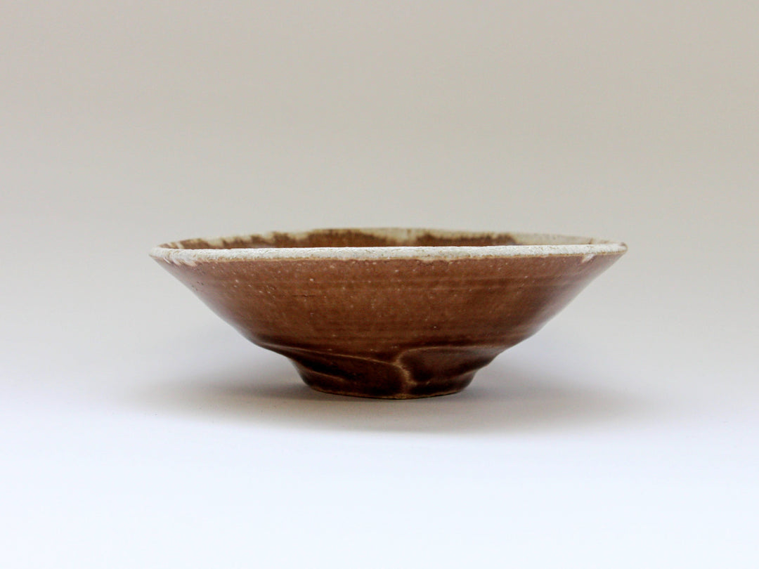 Chestnut Glazed White 5.5-Sun Shallow Bowl - Crafted By Kazuhito Yamamoto