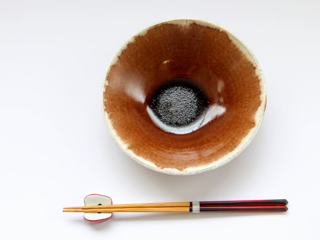 Chestnut Glazed White 5.5-Sun Shallow Bowl - Crafted By Kazuhito Yamamoto