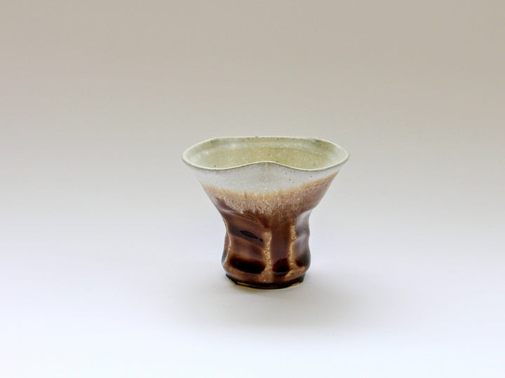 Chestnut Glazed White Matte Rinka Pedestal Small Bowl - Crafted By Kazuhito Yamamoto