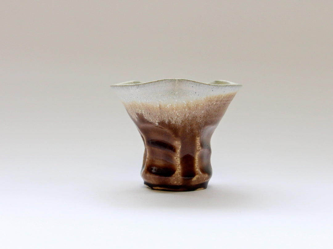 Chestnut Glazed White Matte Rinka Pedestal Small Bowl - Crafted By Kazuhito Yamamoto