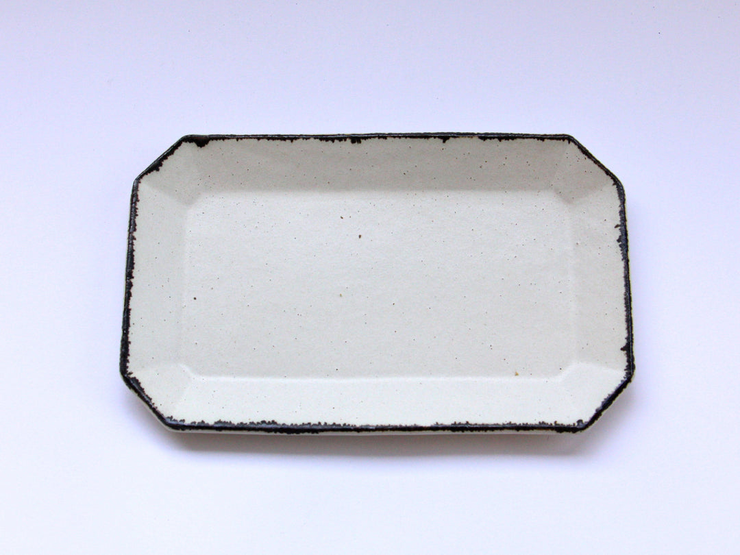 White Clay Square Cut Long Square Plate - Crafted By Fumiyama Kanae