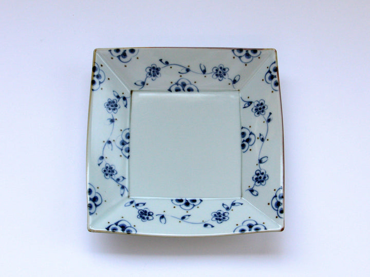 Vine Arabesque 5.5-Sun Square Plate - Crafted By Tokushichi Kiln