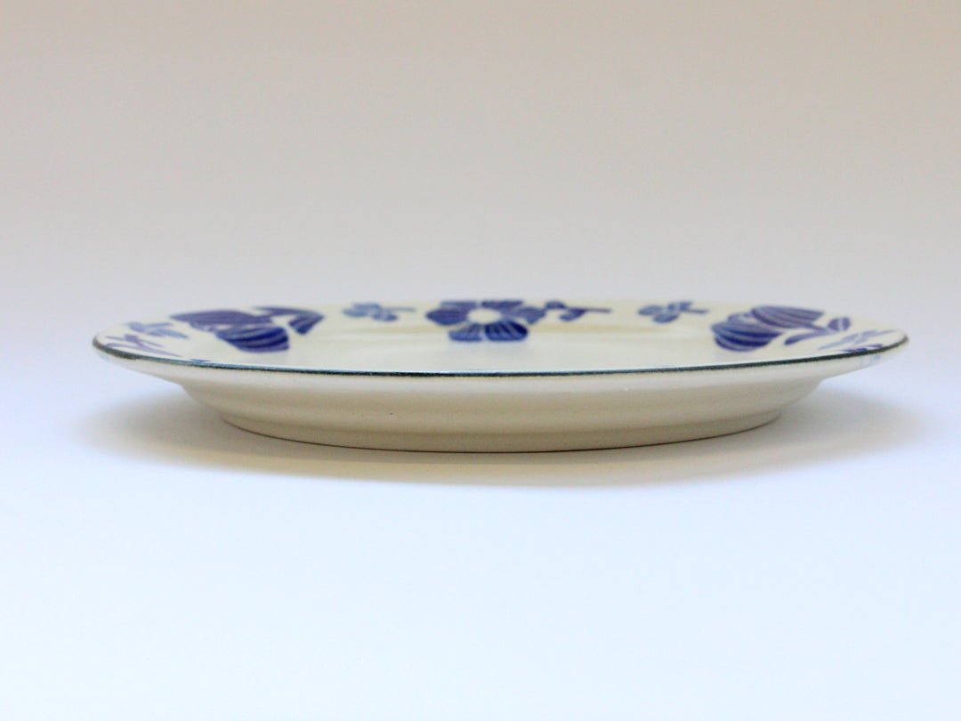 WAshi Underglazed Blue Flower 6.5-Sun Rim Plate - Crafted By Yasumi Pottery