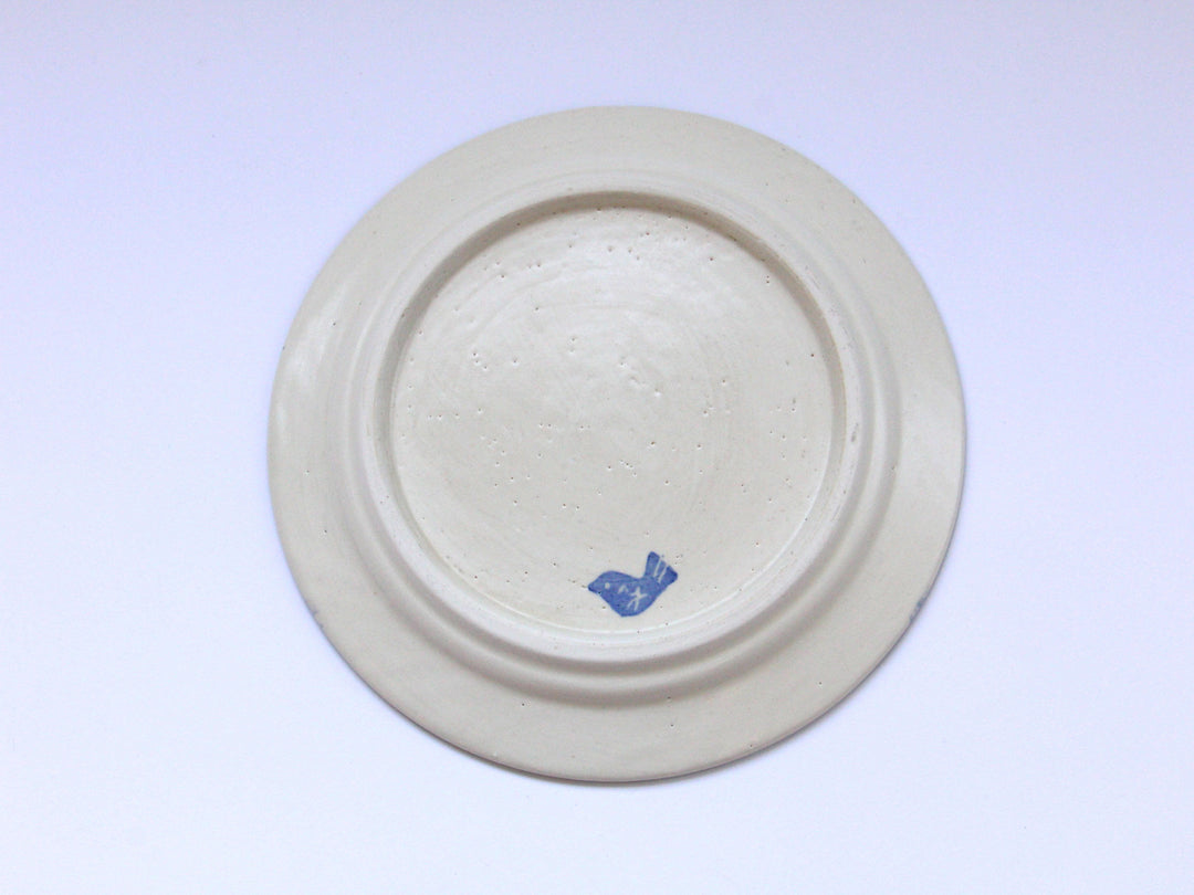 WAshi Underglazed Blue Flower 6.5-Sun Rim Plate - Crafted By Yasumi Pottery