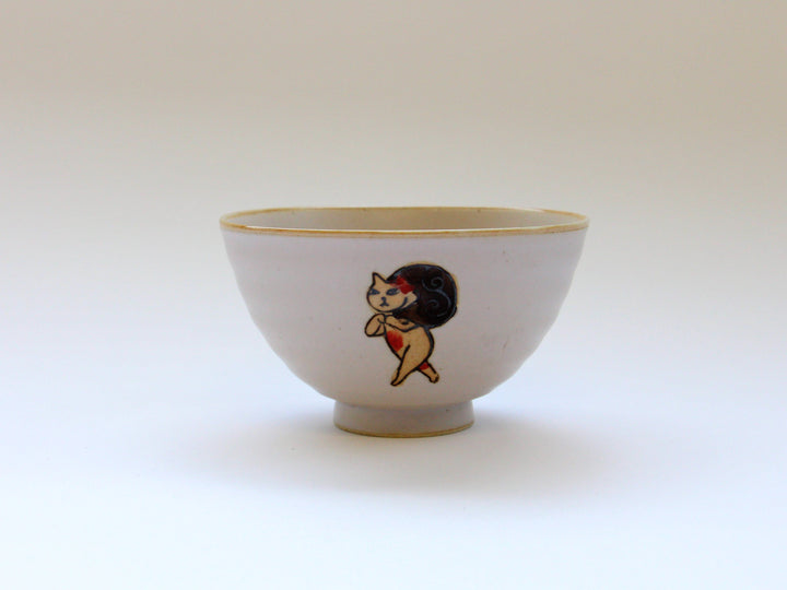 Thief Cat Rice Bowl Pink - Crafted By Soetake Pottery