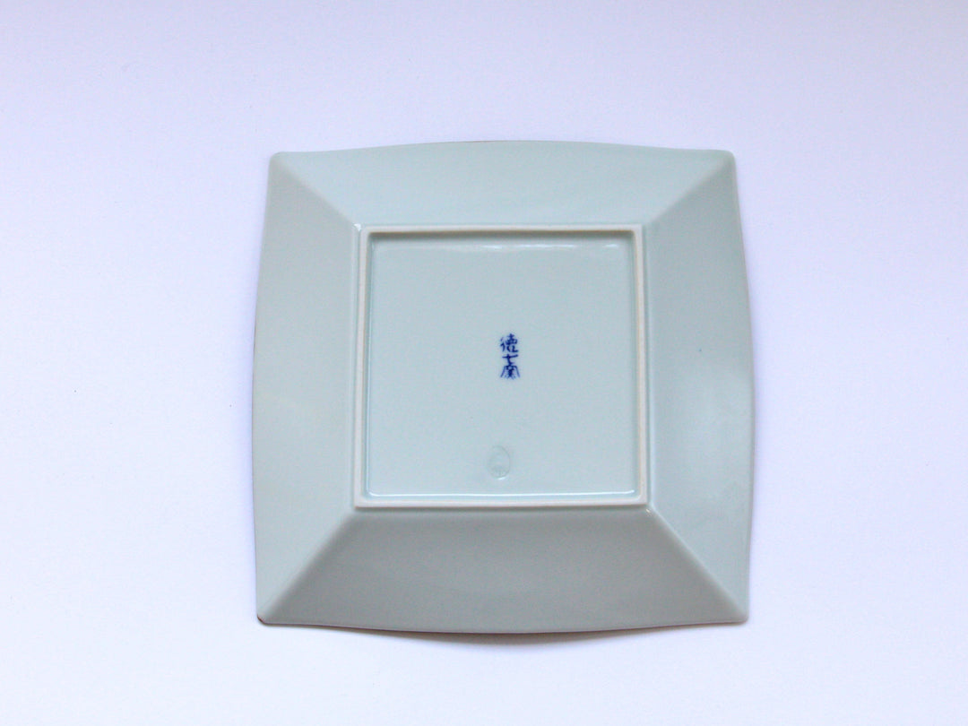 Slip Trailing Small Flower Chirashi 5.5-Sun Square Plate - Crafted By Tokushichi Kiln