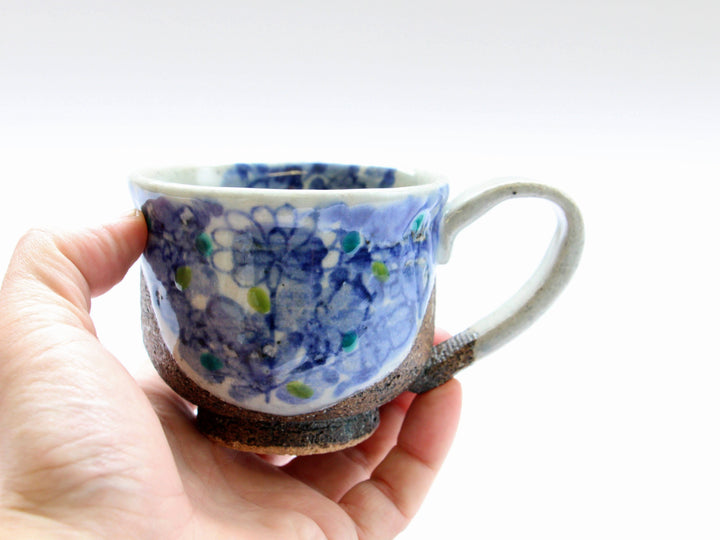 Flower Arabesque Coffee Cup Green - Crafted By Kosai Kiln