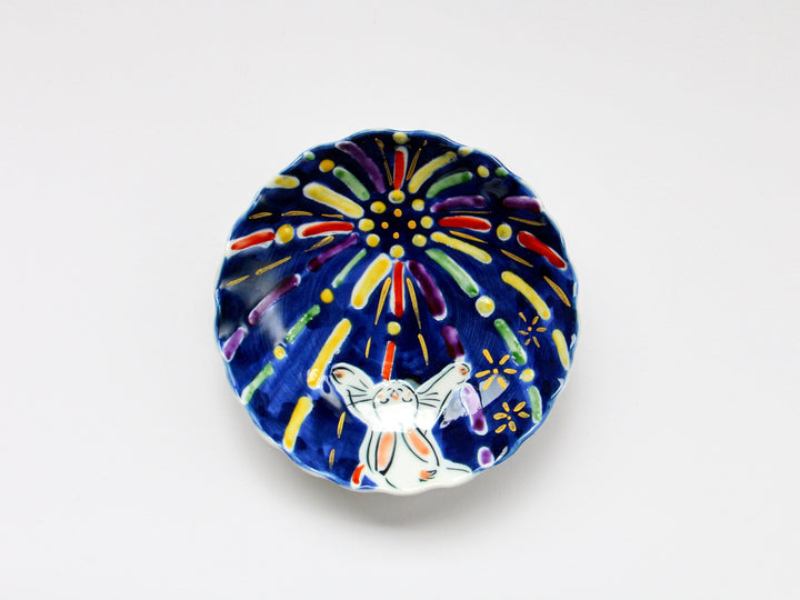 Hand-Pinched Bowl 4-Sun Picture Plate Fireworks - Crafted By Pottery Raku