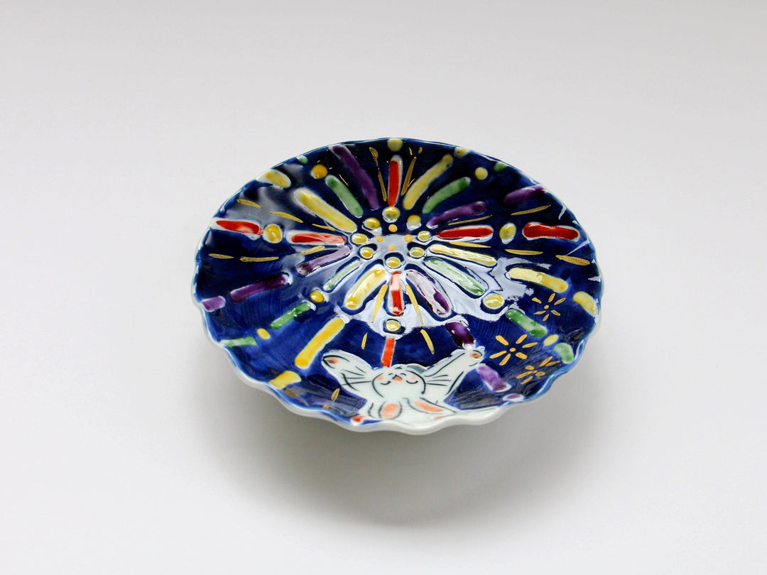 Hand-Pinched Bowl 4-Sun Picture Plate Fireworks - Crafted By Pottery Raku