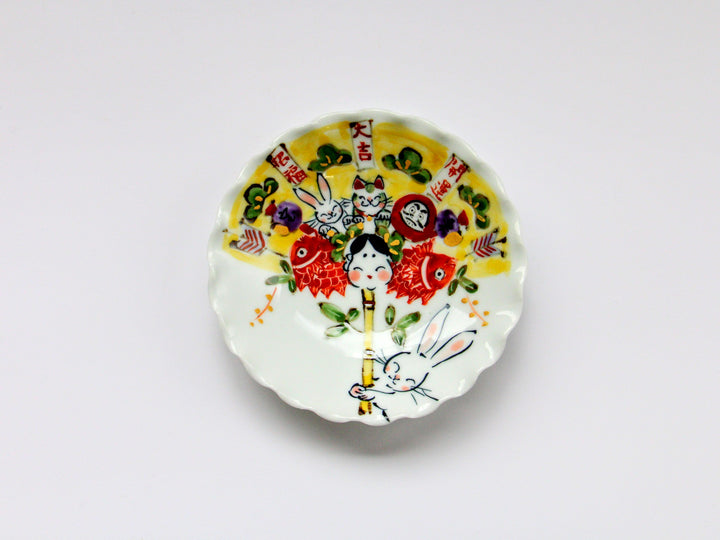 Hand-Pinched Bowl 4-Sun Picture Plate Rake - Crafted By Pottery Raku