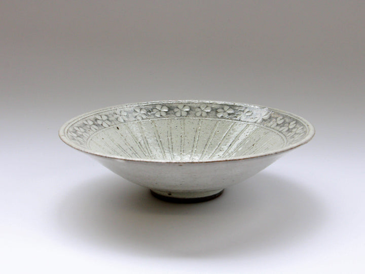 6.5-Sun Pot with Flower Pattern on White Slip - Crafted By Hyozan Kiln