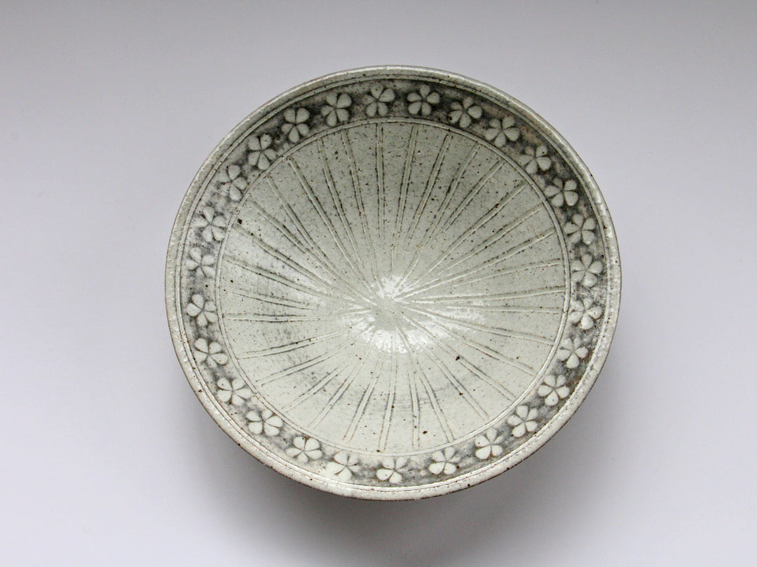 6.5-Sun Pot with Flower Pattern on White Slip - Crafted By Hyozan Kiln