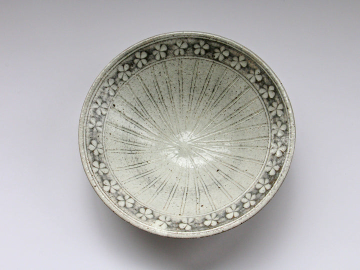 6.5-Sun Pot with Flower Pattern on White Slip - Crafted By Hyozan Kiln