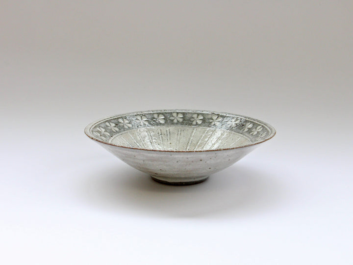 5.5-Sun Pot with Flower Pattern on White Slip - Crafted By Hyozan Kiln