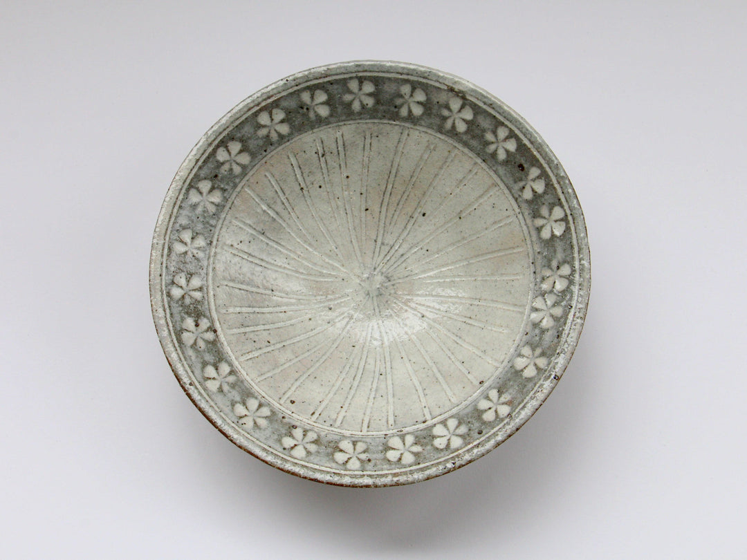 5.5-Sun Pot with Flower Pattern on White Slip - Crafted By Hyozan Kiln