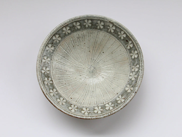 5.5-Sun Pot with Flower Pattern on White Slip - Crafted By Hyozan Kiln