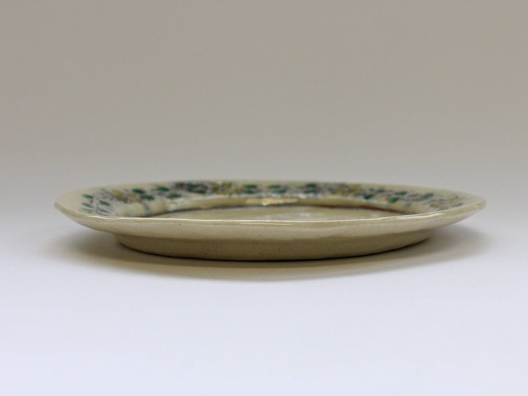 Annam Rim Yellow Flower Tsunagi 7-Sun Flat Plate - Crafted By Masaaki Hibino