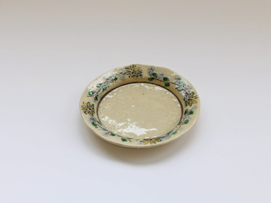 Annam Rim Yellow Flower Tsunagi 5-Sun Flat Plate - Crafted By Masaaki Hibino