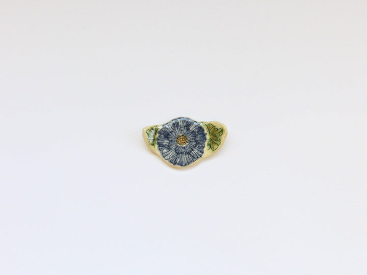 Peony Flower Chopstick Rest Blue - Crafted By Yoshihei Kato