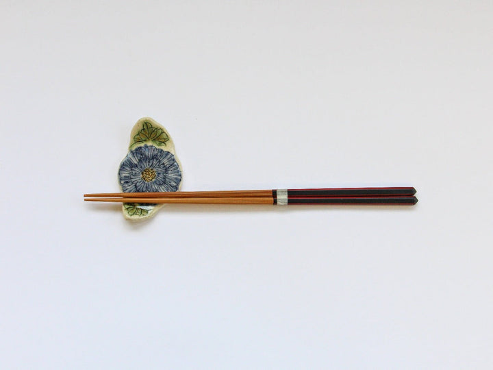 Peony Flower Chopstick Rest Blue - Crafted By Yoshihei Kato