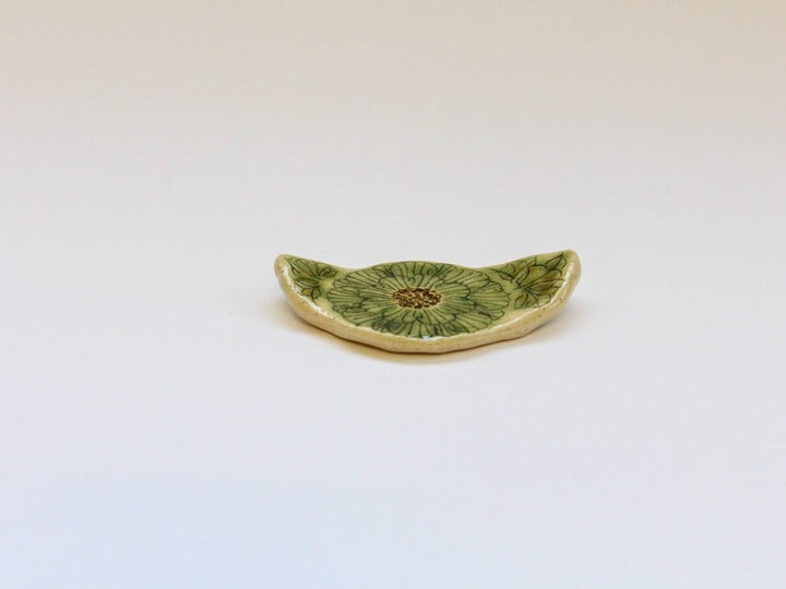 Peony Flower Chopstick Rest Green - Crafted By Yoshihei Kato