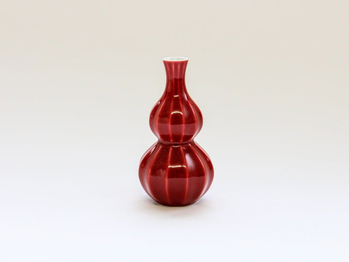 Faceted Gourd Sake Bottle Red Glazed - Crafted By Seitoen