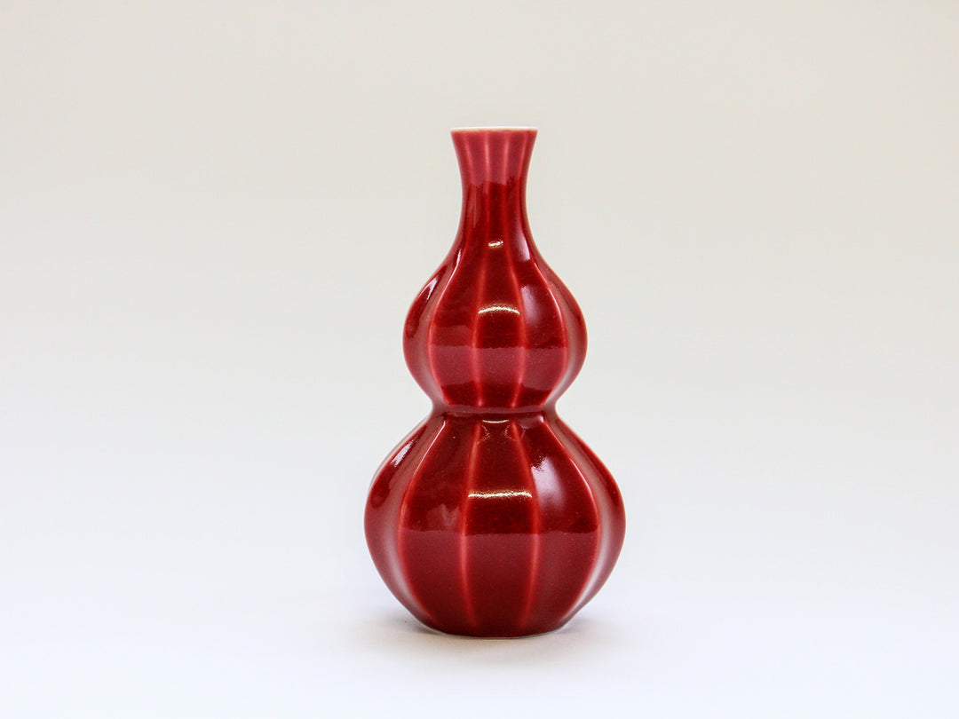 Faceted Gourd Sake Bottle Red Glazed - Crafted By Seitoen