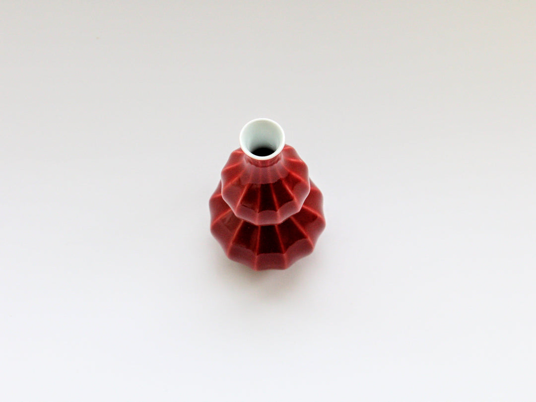 Faceted Gourd Sake Bottle Red Glazed - Crafted By Seitoen