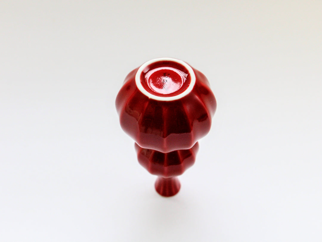 Faceted Gourd Sake Bottle Red Glazed - Crafted By Seitoen